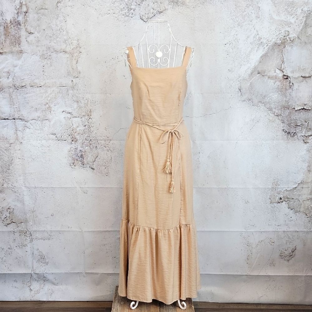 Taylor sleeveless tie waist long midi dress Women's Size 4
